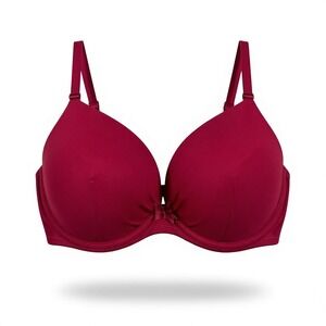 Adore Me Burgundy Lace Trim Push Up Plunge Bra 34DDD Underwire Plunge Valentine